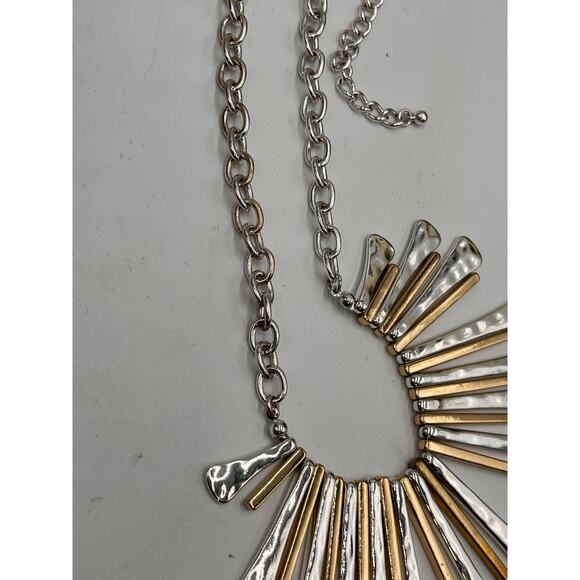 Natasha Signed Mixed Metal Color Fringe Waterfall Spike Bib Statement  Necklace - Picture 7 of 8